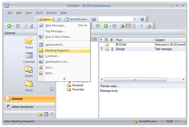 BCGControlBar示例之创建模拟Office Outlook的应用程序
