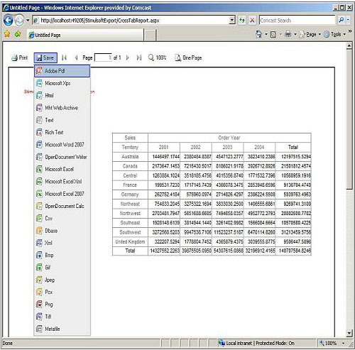 Stimulsoft reporting,商业智能报表,交叉报表,PDF,Word,Excel格式